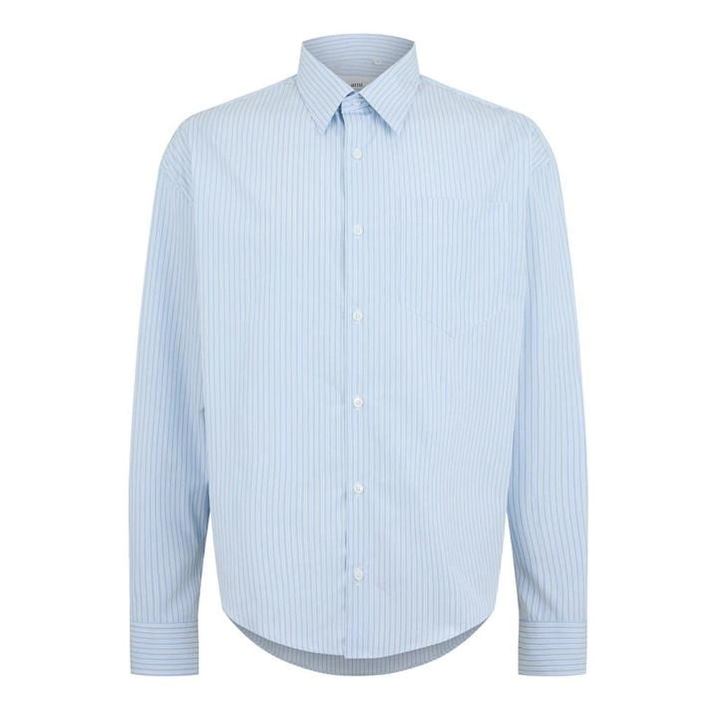 AMI Paris Pinstripe Long Sleeve Shirt - Blue